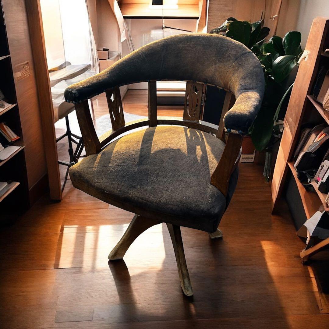 110アンティーク 大正時代 ドクターチェア 回転椅子 リペア歴無しオリジナル