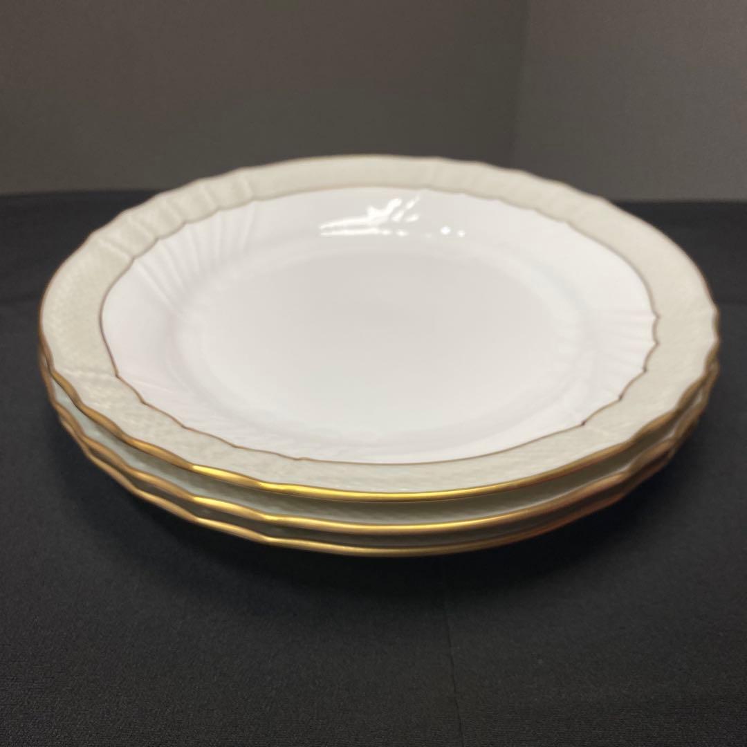 リチャードジノリベッキオグレース　皿 3枚セット 金縁 波型デザイン 廃盤