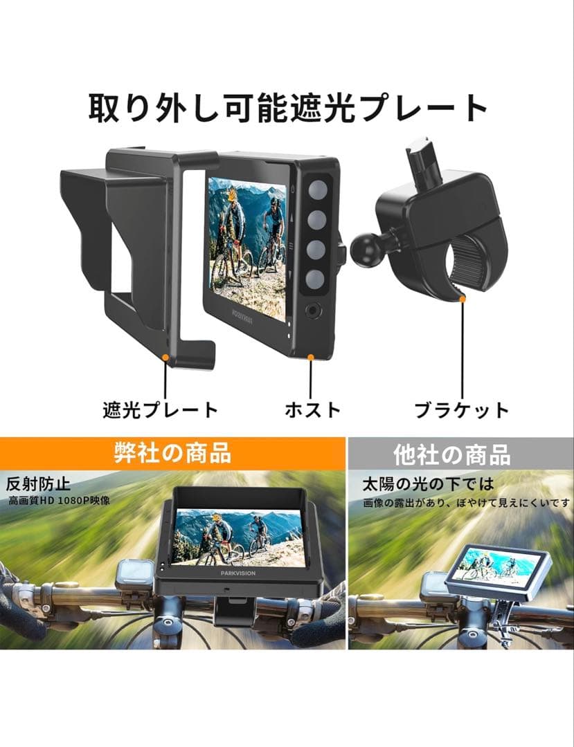 ⭐️新品 PARKVISION 自転車リアカメラ 4.3インチモニター 高画質