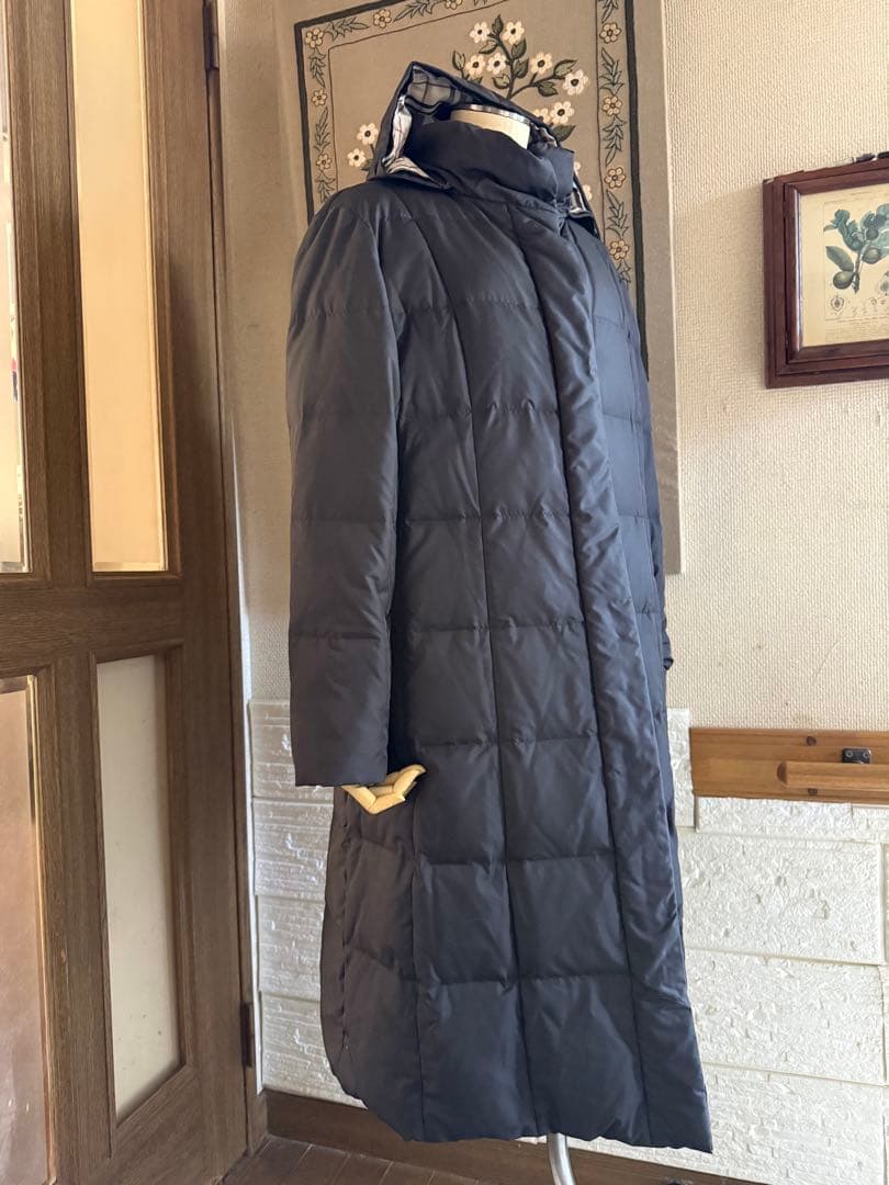 BURBERRY バーバリー 黒 ロング ダウンコート ノバチェック