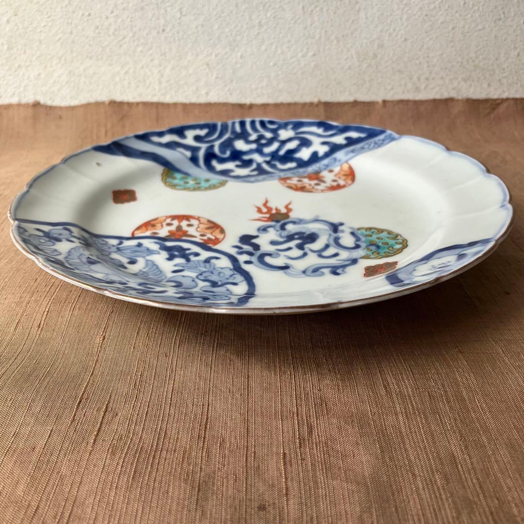 精磁会社　② 輪花プレート　鳳凰　丸紋　有田焼　明治伊万里　希少　古伊万里