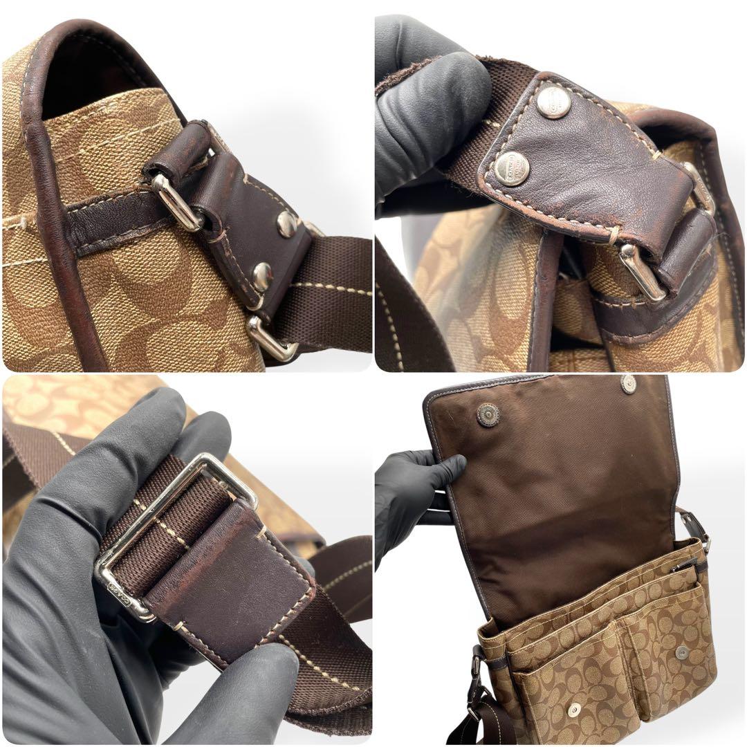 美品　COACH コーチ メッセンジャーバッグ 革 PVC ブラウン　斜め掛け