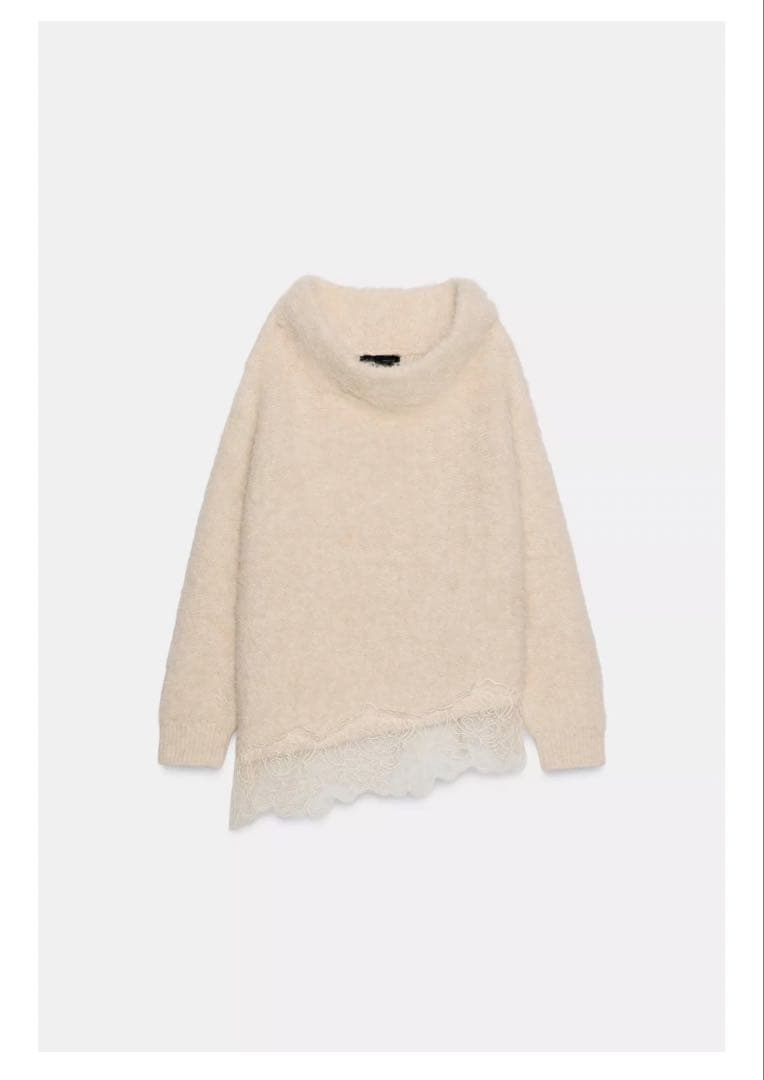 ZARA レースコンビニットセーター　S