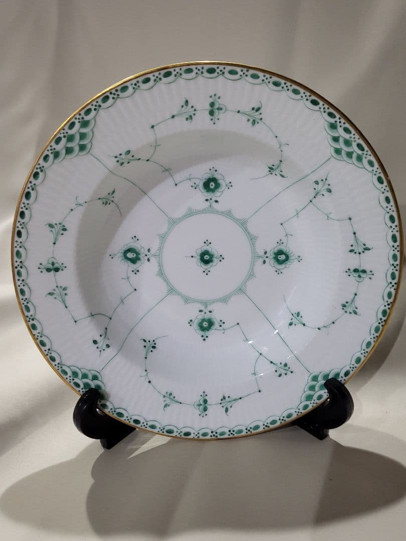 ロイヤル コペンハーゲン スープボウル グリーンフルーテッド ハーフレース