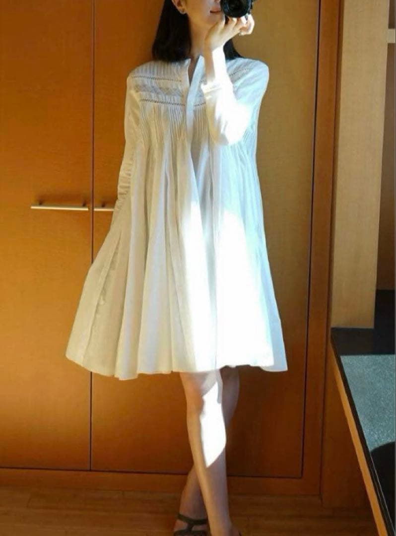 Laubeblanc Pin-tuck Lace Mini Dress　ホワイト