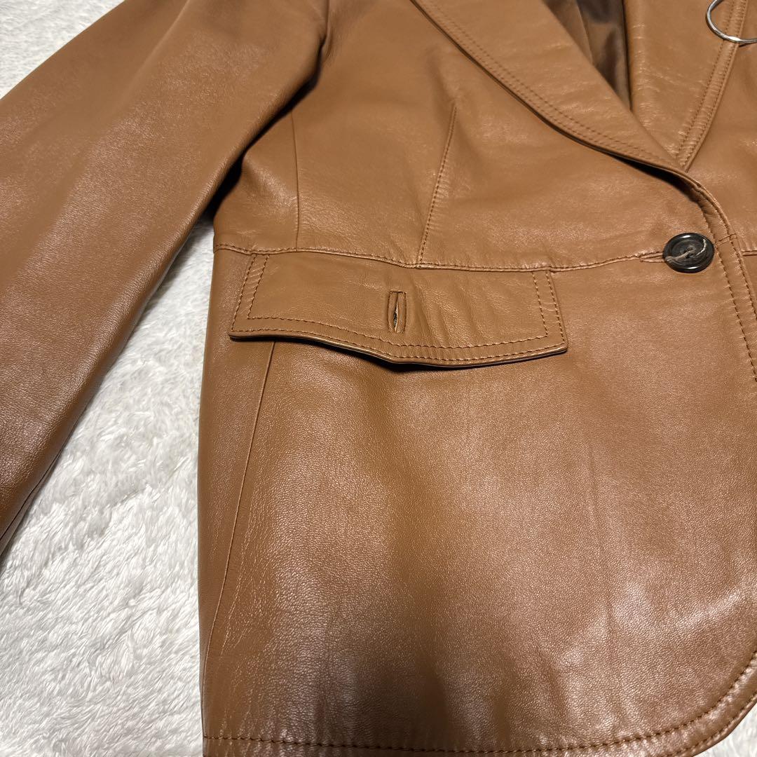 【大きいサイズ】23区 ラムレザージャケット キャメル オンワード樫山サイズ46