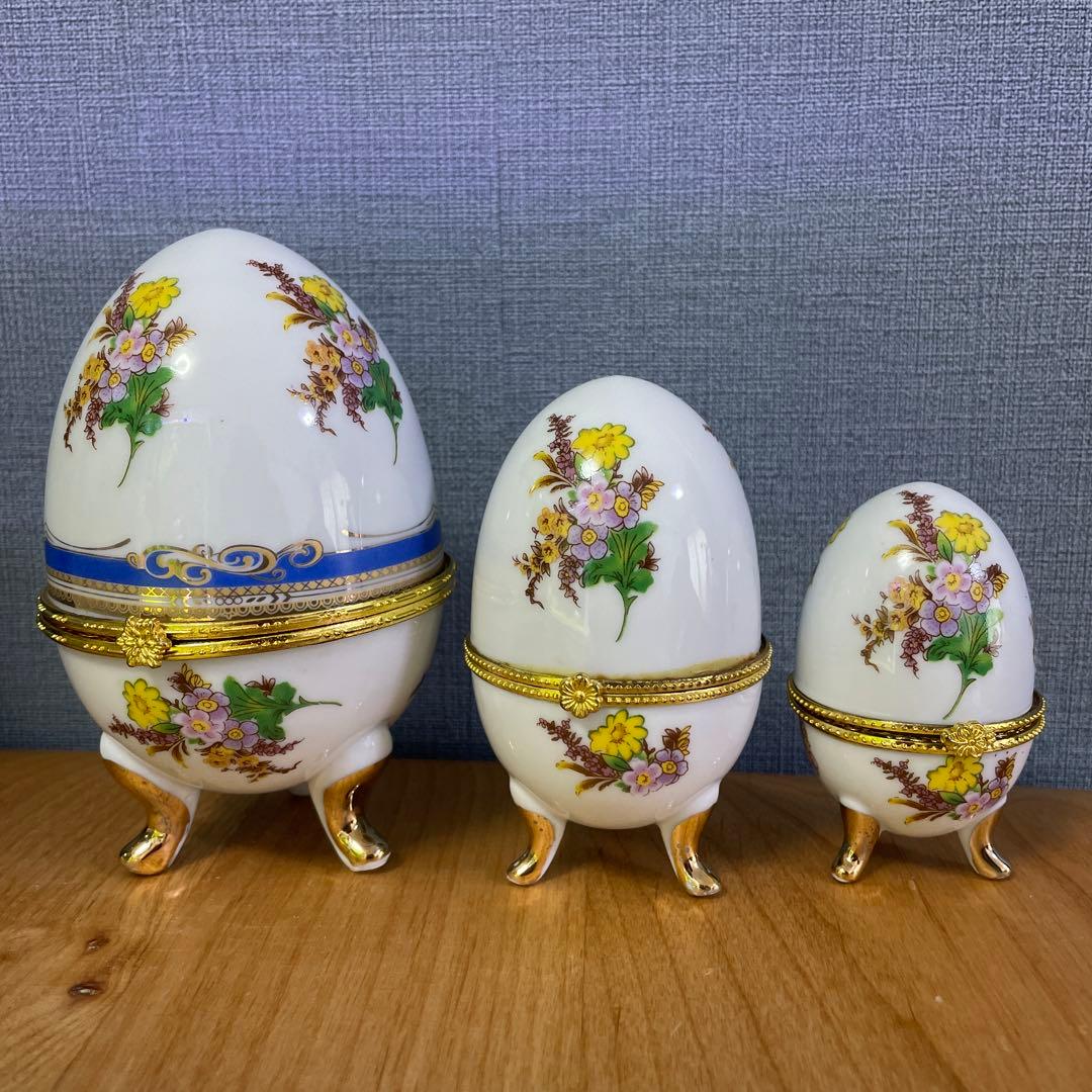 激レア未使用品⭐︎送料無料‼︎ マイセン 卵型 小物入れ 3点セット アンティーク
