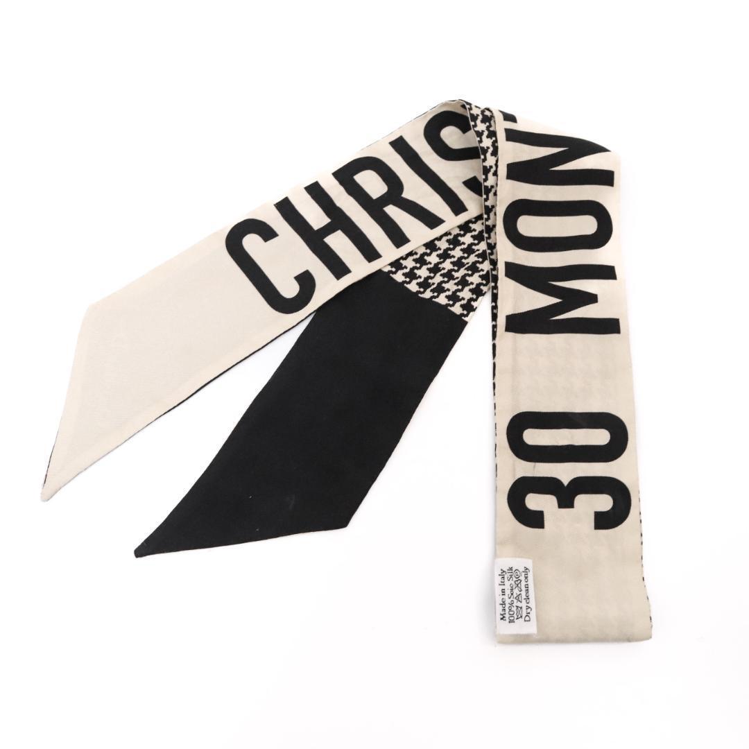 DIOR ディオール ミッツァ スカーフ　シルクツイル 　千鳥格子　ベージュ