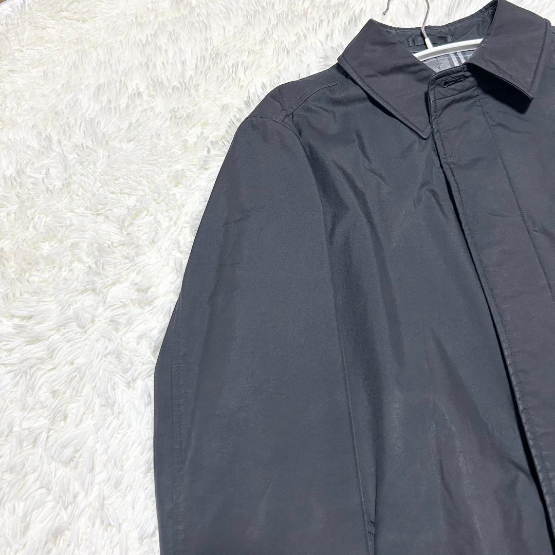 極上品 バーバリーブラックレーベル ステンカラーコート ノバチェック 黒 L