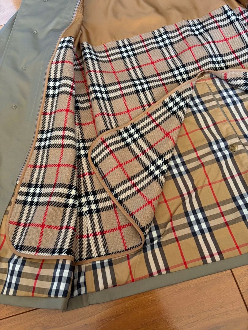 極美品Burberrysウールライナー付バーバリー160M-Lステンカラーコート