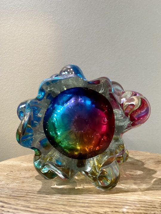 アンティーク ビンテージ 虹色 花瓶 パイレックス フラワーベース 希少 美品