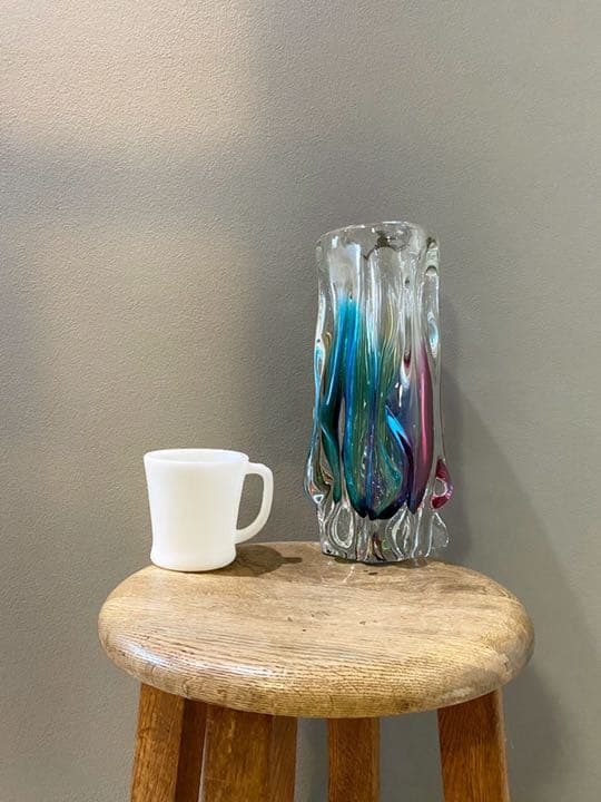 アンティーク ビンテージ 虹色 花瓶 パイレックス フラワーベース 希少 美品