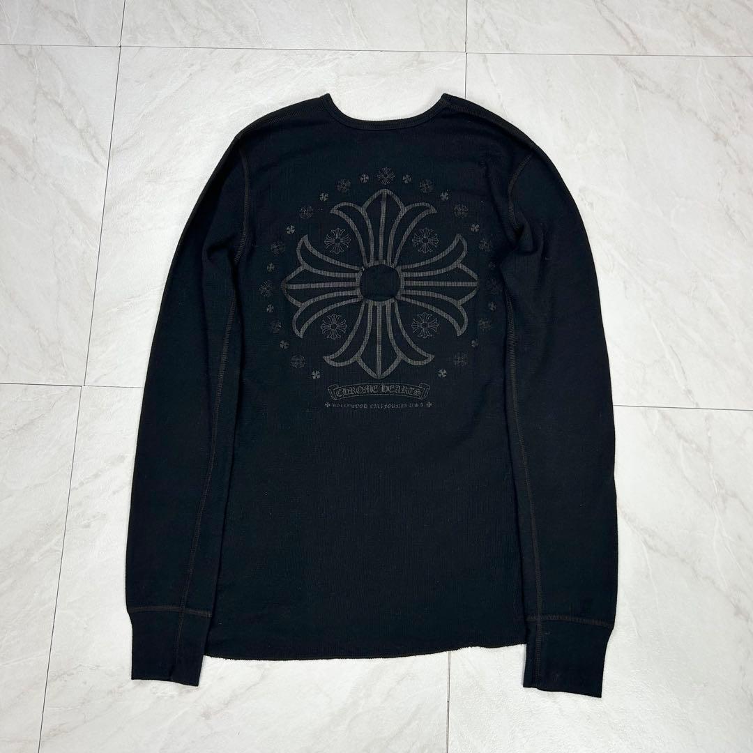 美品 CHROME HEARTS クロムハーツ CHプラス サーマル ロンT 黒