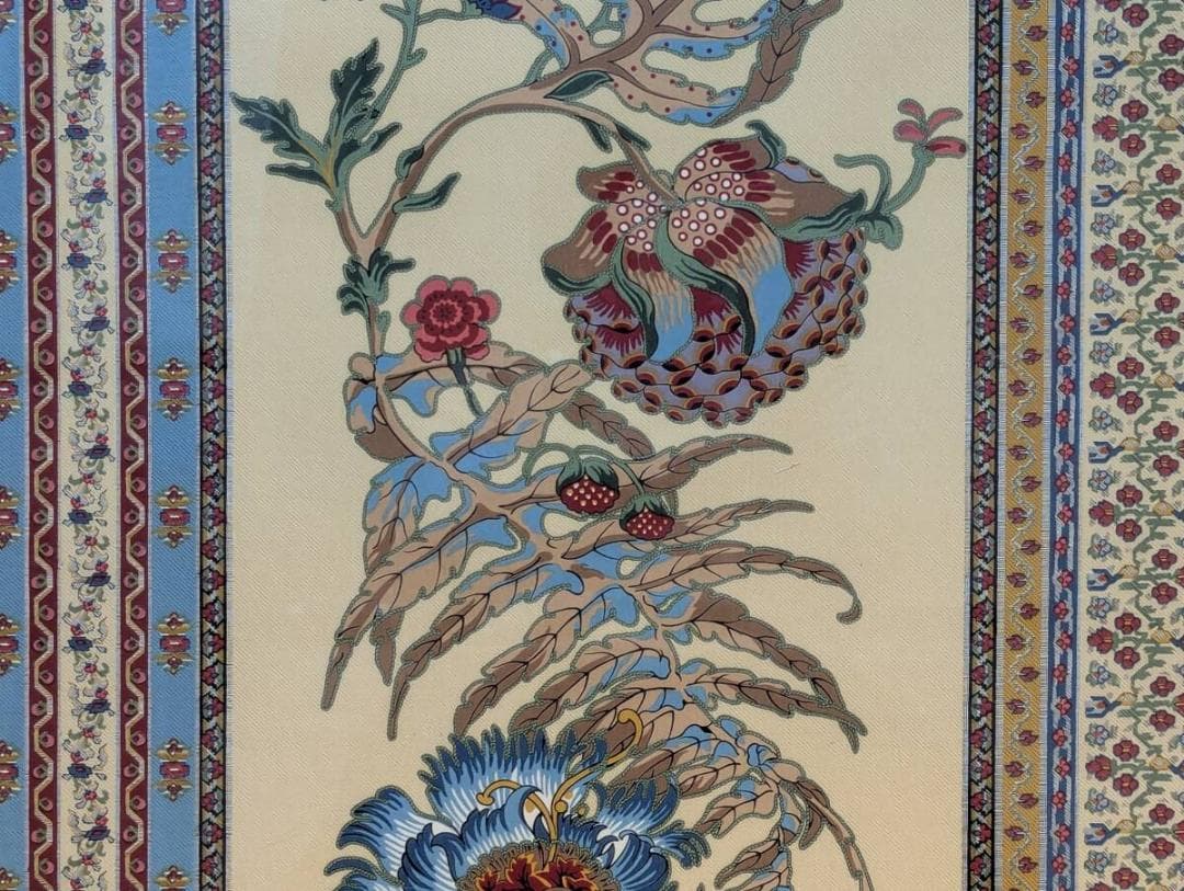 【真作】工芸品　彩花文様　伝統柄アートフレーム　花模様インテリア額　Y156