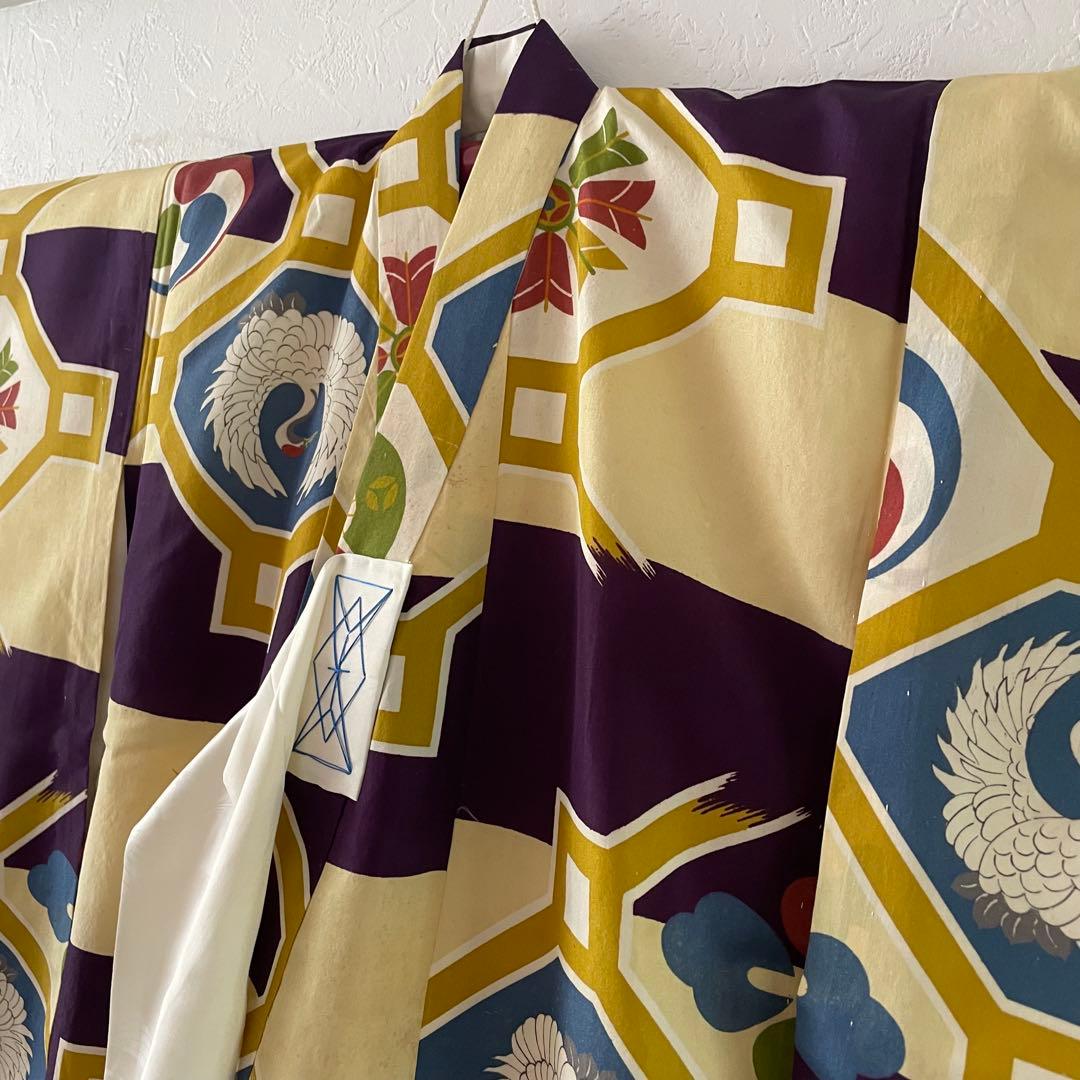 七五三　3歳　男の子　正絹アンティークお着物セット　正絹マスタード被布　黒ブーツ