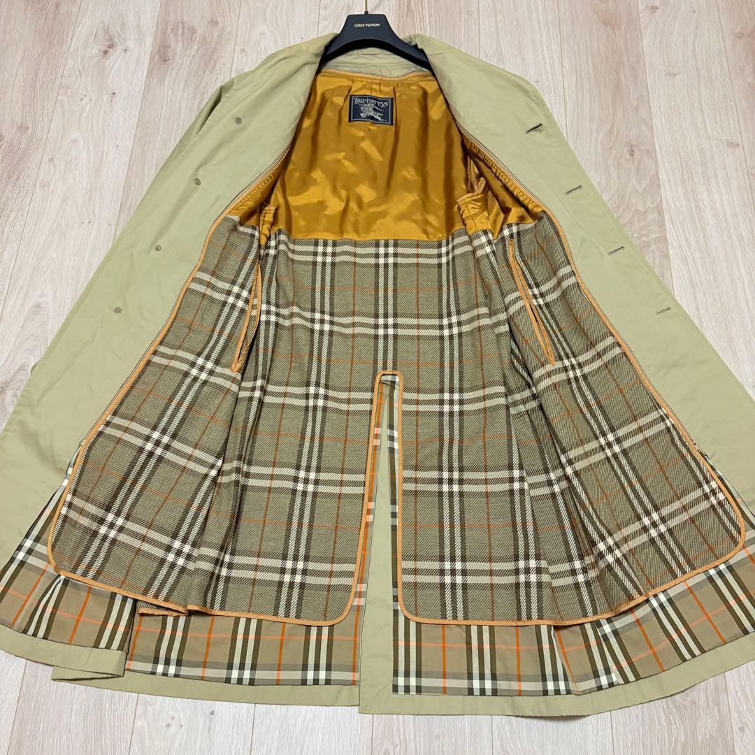 【ベルト付き】バーバリー　ステンカラーコート　ノバチェック　ベージュ　M相当