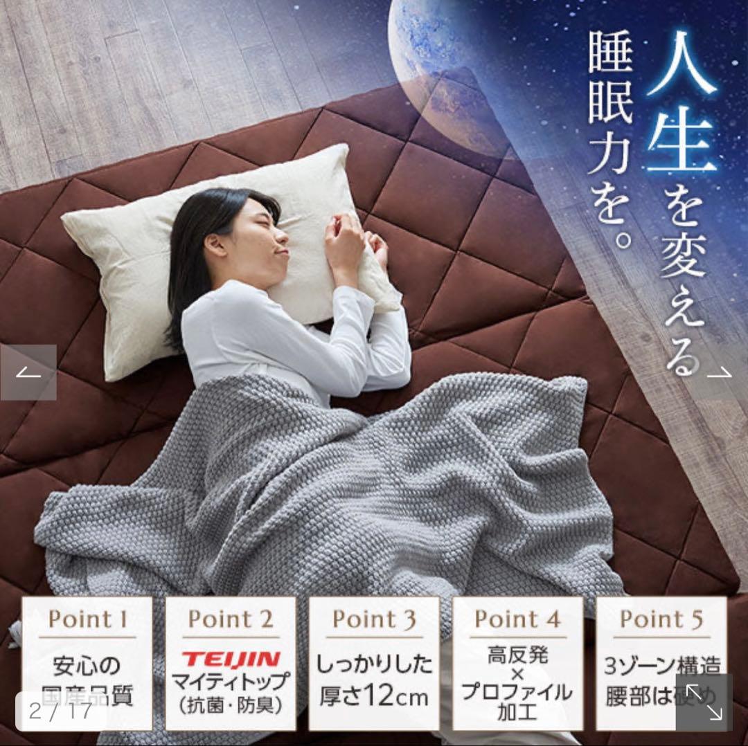 RASIK ラシク　3つ折りマットレス シングル 12cm厚 ブラウン