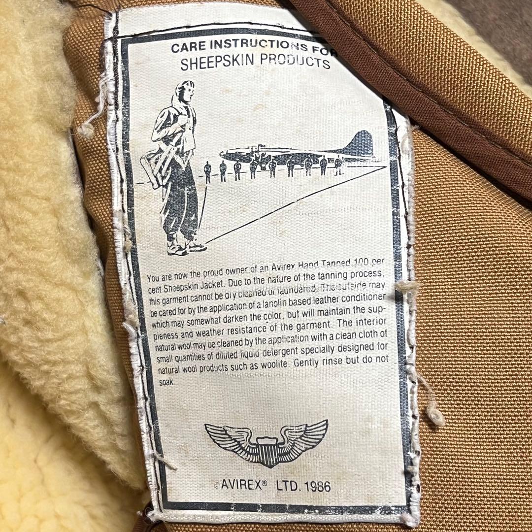 【希少】アヴィレックス　B3　フーディーフライトジャケット　レザー　ボア　40
