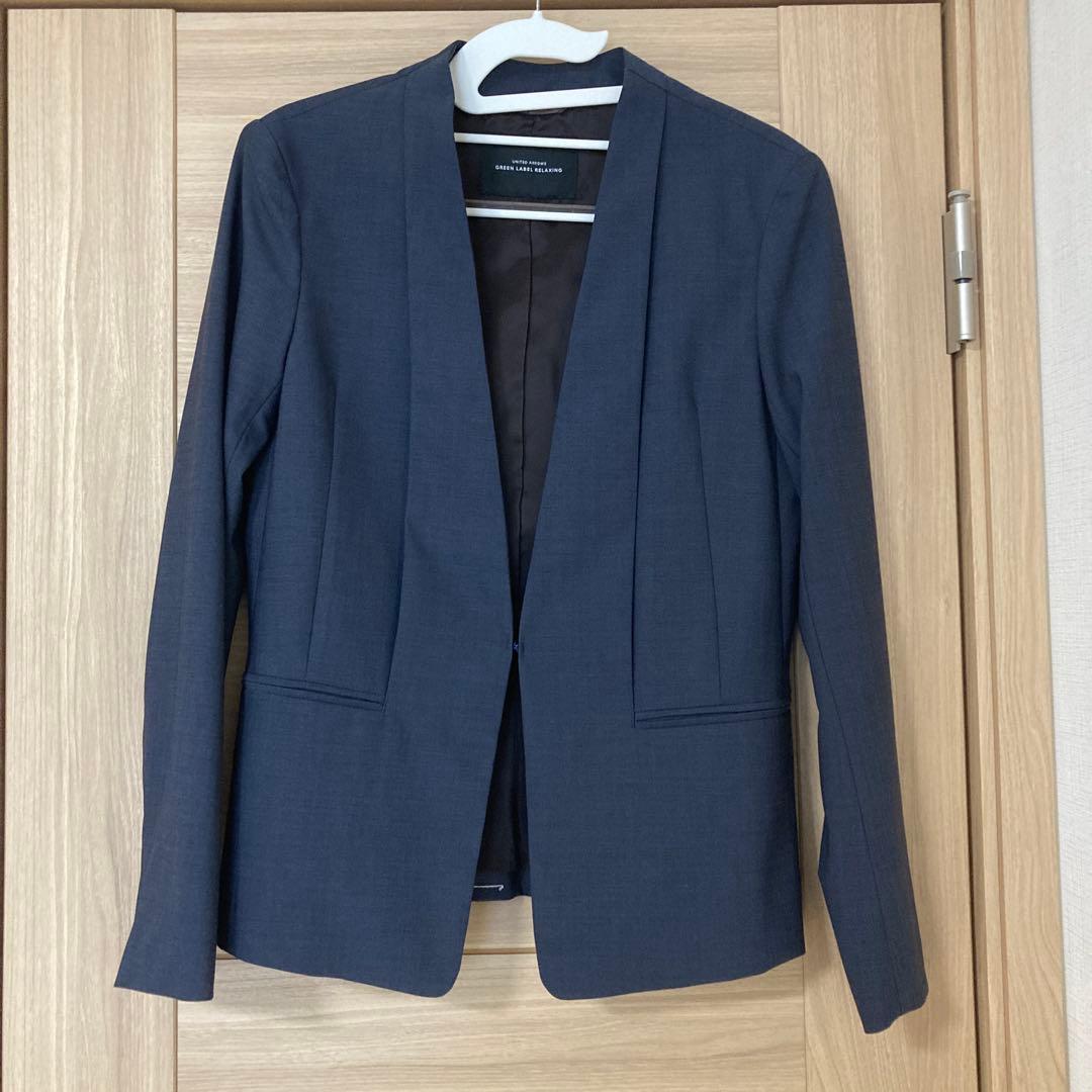 green label relaxingネイビーパンツスーツ38クリーニング済