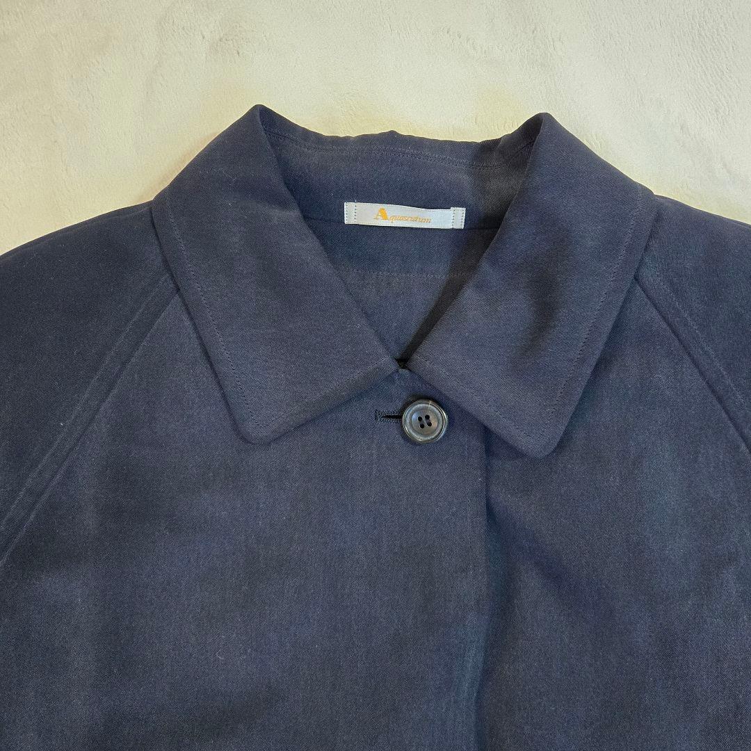 ​【極上の艶】アクアスキュータム シルク100% ステンカラーコート ライナーL