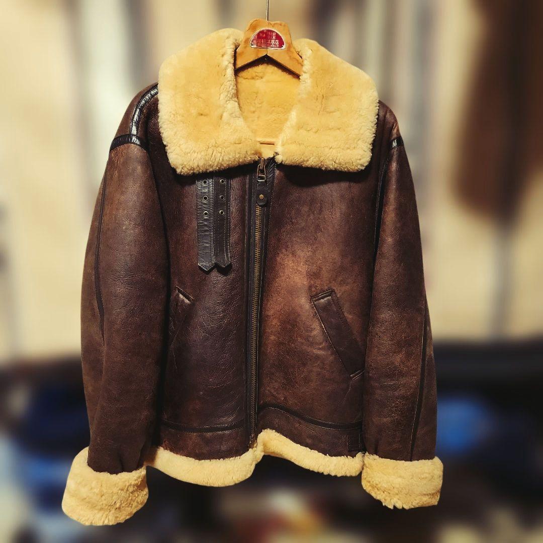 希少 美品 極上 ムートン B-3 本革フライトジャケット 羊革 ヴィンテージ