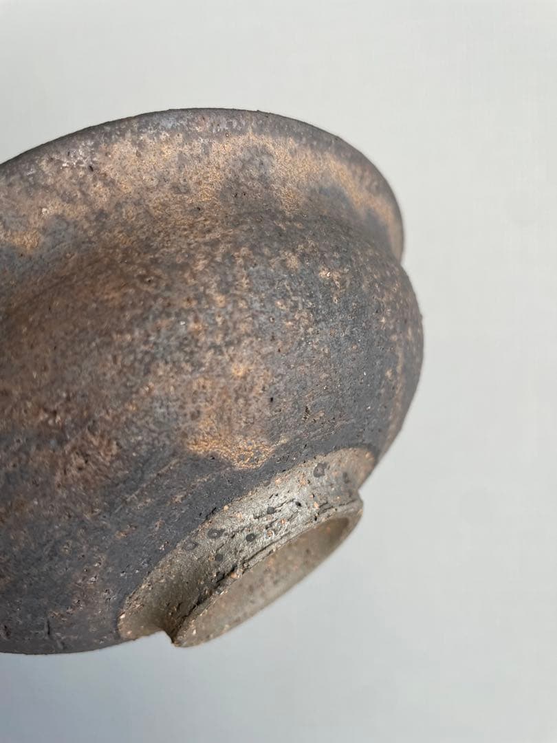 未使用品　冨部咲喜子　鉄釉　たわみ鉢　4寸　ペア　器　作家　陶芸　茶器　酒器