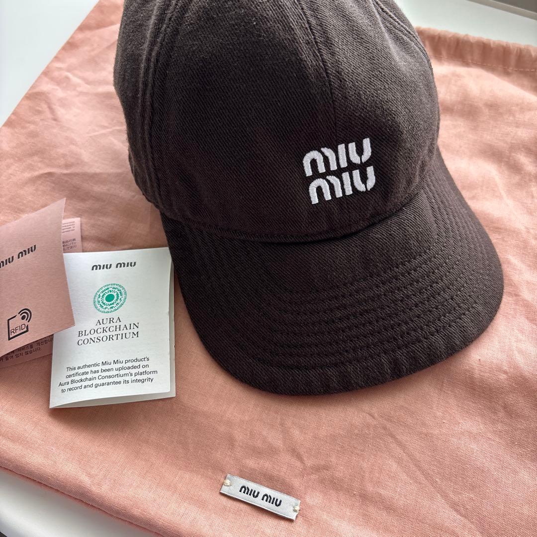 miu miu デニムベースボールキャップ Sサイズ ダークブラウン