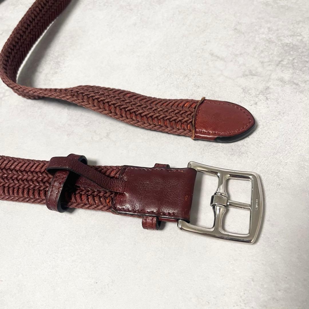 【美品】HERMES エトリヴィエール　ベルト　90メンズ ボルドー　フランス製