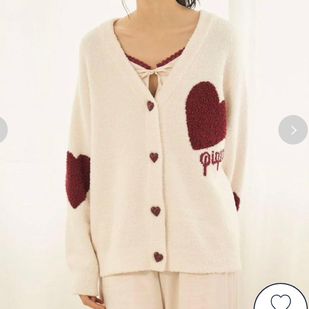 【ジェラピケONLINE限定】【UNISEX】ハートジャガードカーディガン