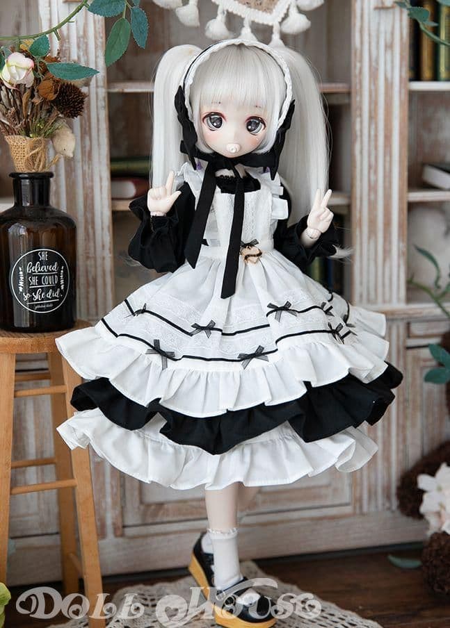 A28 BJD 1/4 ドール 衣装 人形服 メイド服 5点セット ハンドメイド