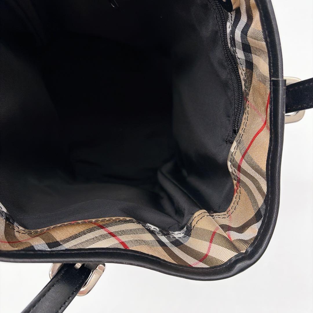 美品✨【バーバリーズブルーレーベル】バケツ型トートバッグ ノバチェック ネイビー