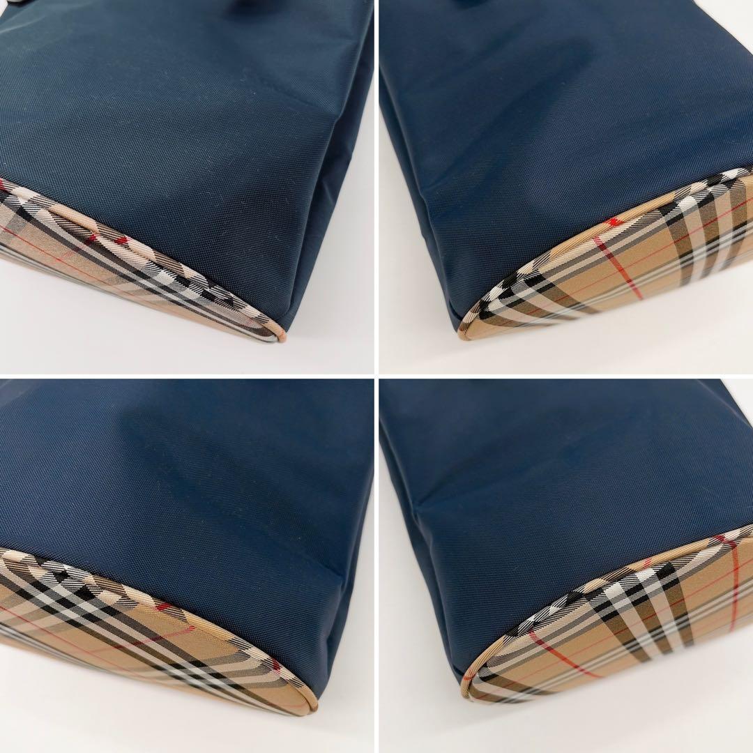 美品✨【バーバリーズブルーレーベル】バケツ型トートバッグ ノバチェック ネイビー