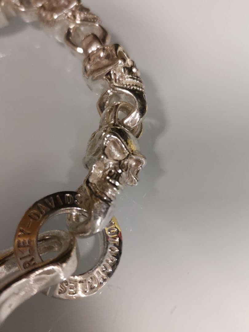 新品スカルチェーンブレスレット髑髏検索用S925刻印ガボールハーレーバイカーに