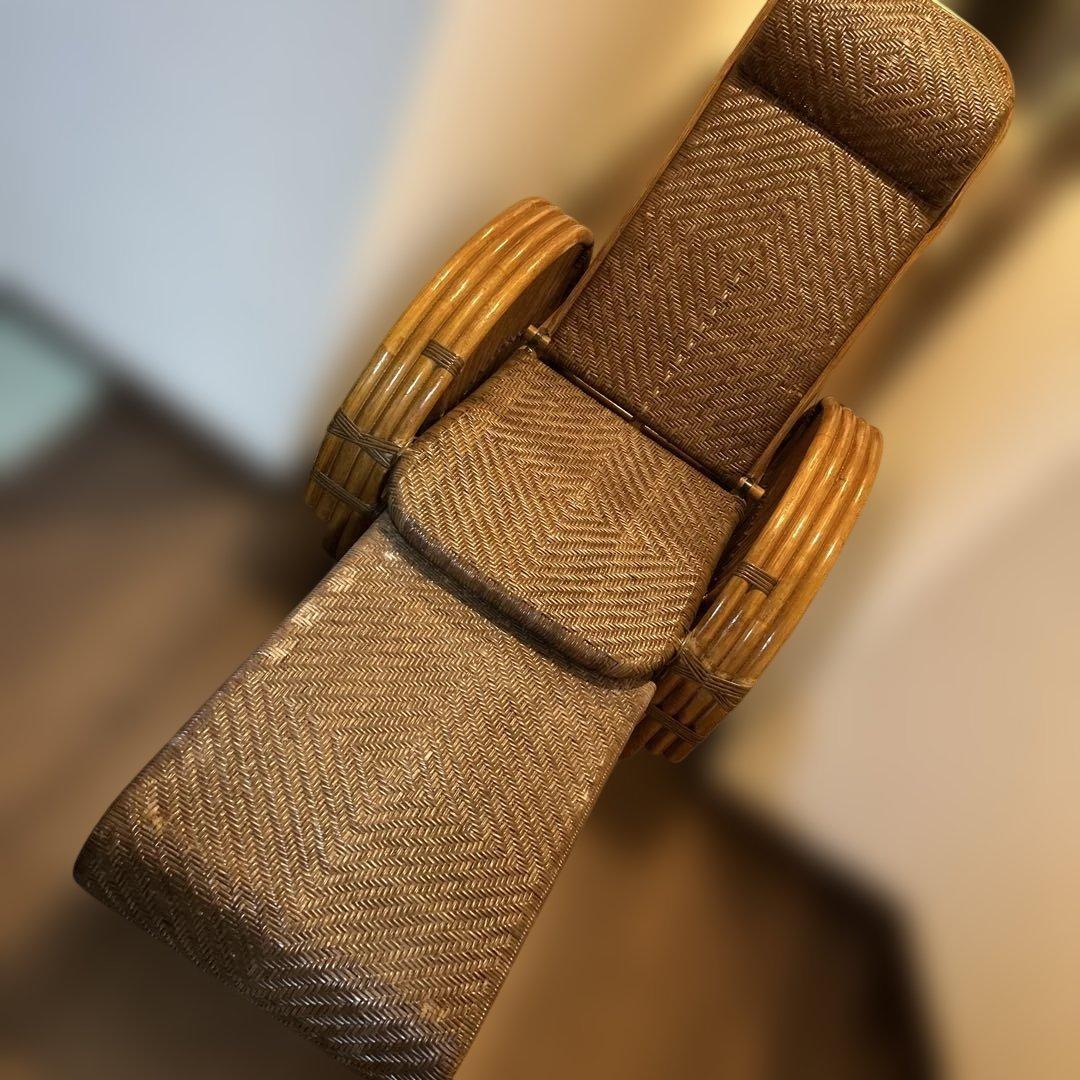 KAZAMA カザマ　ラタン　籐製　3段階調整可能リクライニングチェア