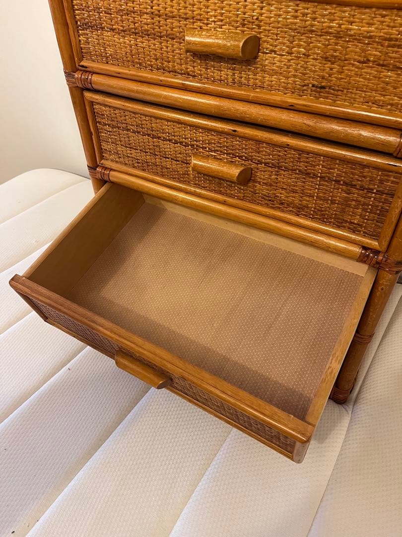 ラタン 籐 5段タンス シェルフ アンティーク