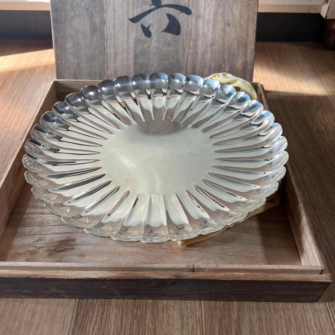 中村喜久雄 作 銀製皿 659g完全未使用品