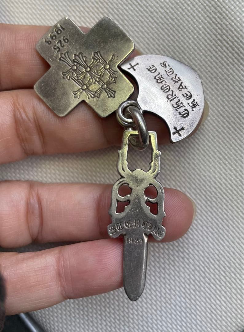 CHROME HEARTS 925シルバー ネックレストップ　スリートリンケッツ