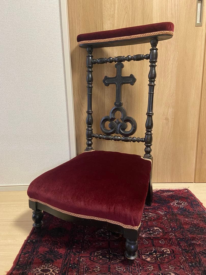 フランスアンティーク チャーチチェア お祈り椅子 祈祷 教会 キリスト 礼拝