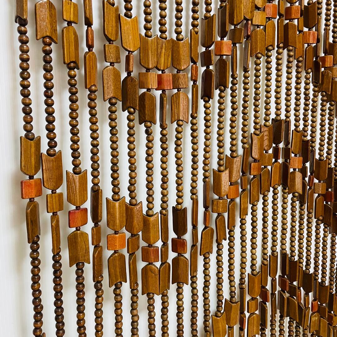 昭和 レトロ 木製 玉 のれん 波状模様