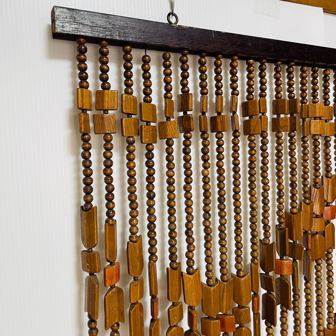 昭和 レトロ 木製 玉 のれん 波状模様
