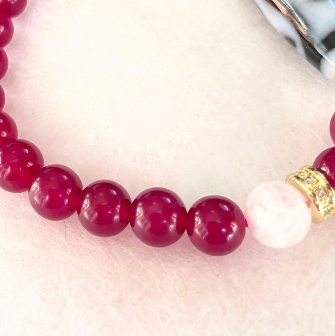 【水蓮花天珠】至純 白天珠 ルビー 天然石 ゼウスクォーツ モリオン セリサイト