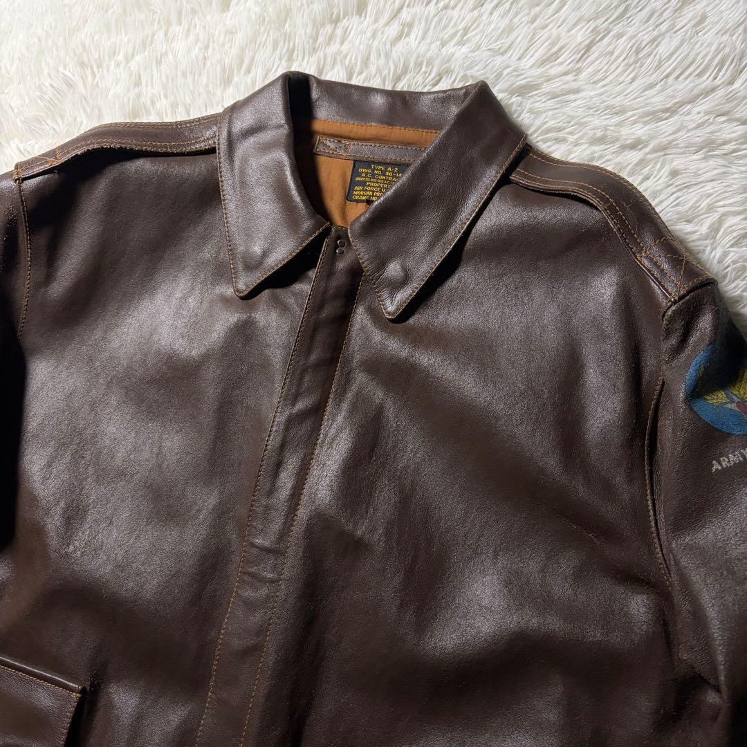 【雰囲気抜群】MORGAN フライトジャケット　A-2 本革　ブラウン　46