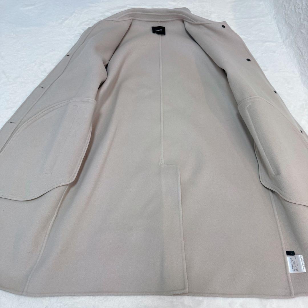 【極美品】セオリー カシミヤ ロングコート 現行ロゴ 近年モデル ベージュ　S