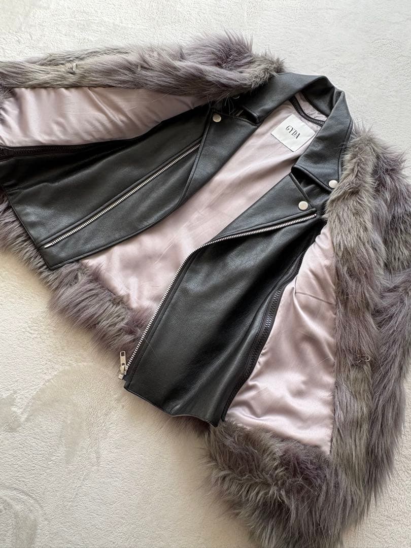 GYDA レイヤードフェイクファー レザージャケット