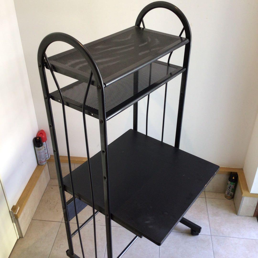 パソコンラック(黒、スチール製、組み立て式)