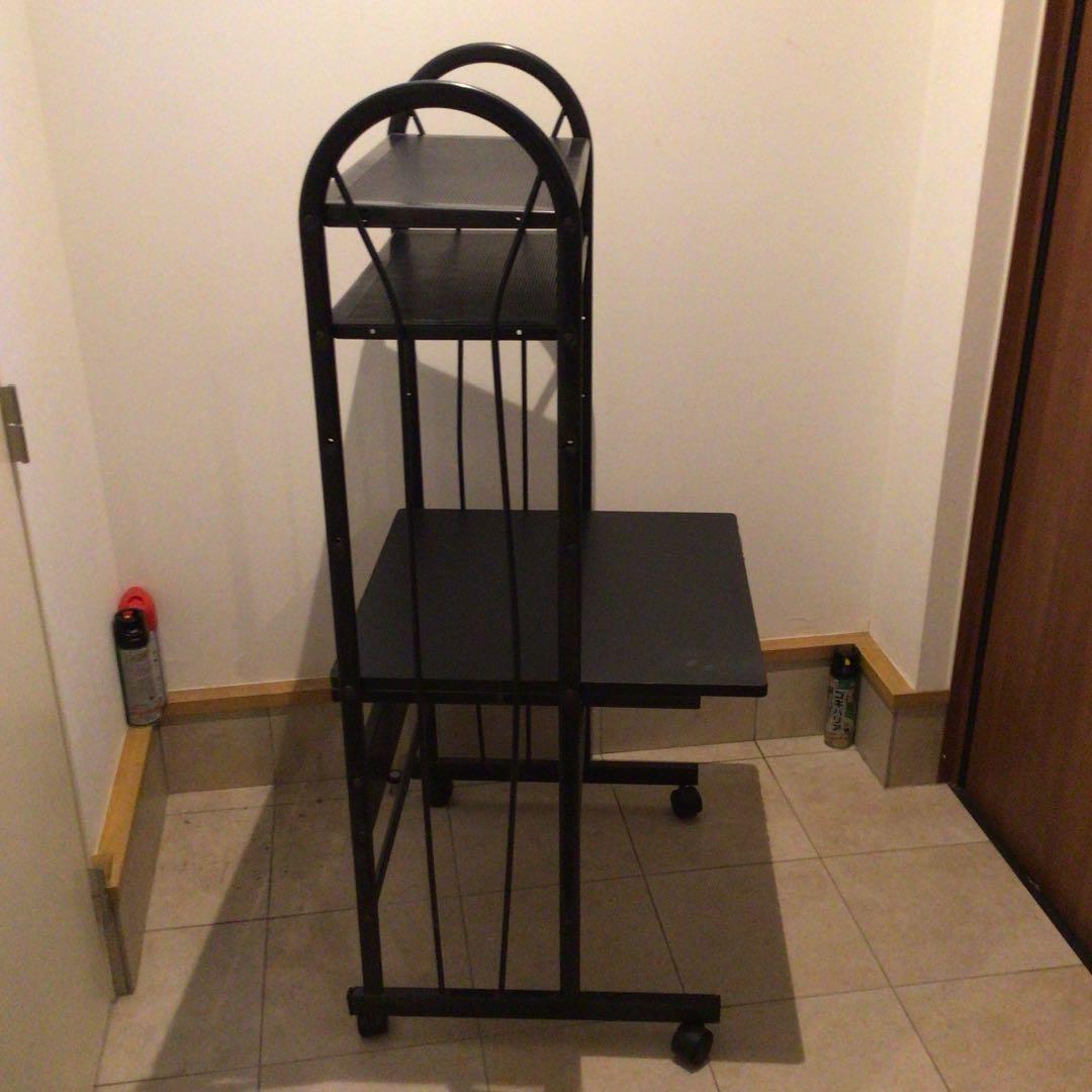 パソコンラック(黒、スチール製、組み立て式)