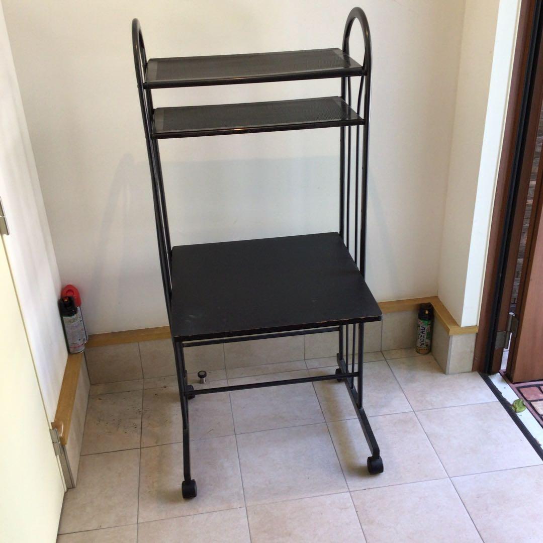 パソコンラック(黒、スチール製、組み立て式)