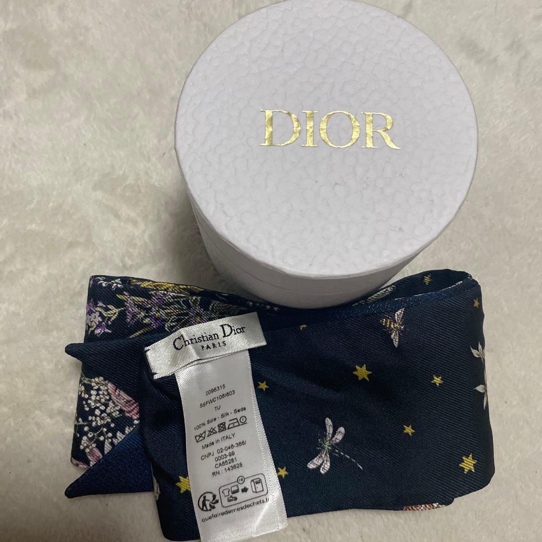Christian Dior 花柄スカーフ ネイビー