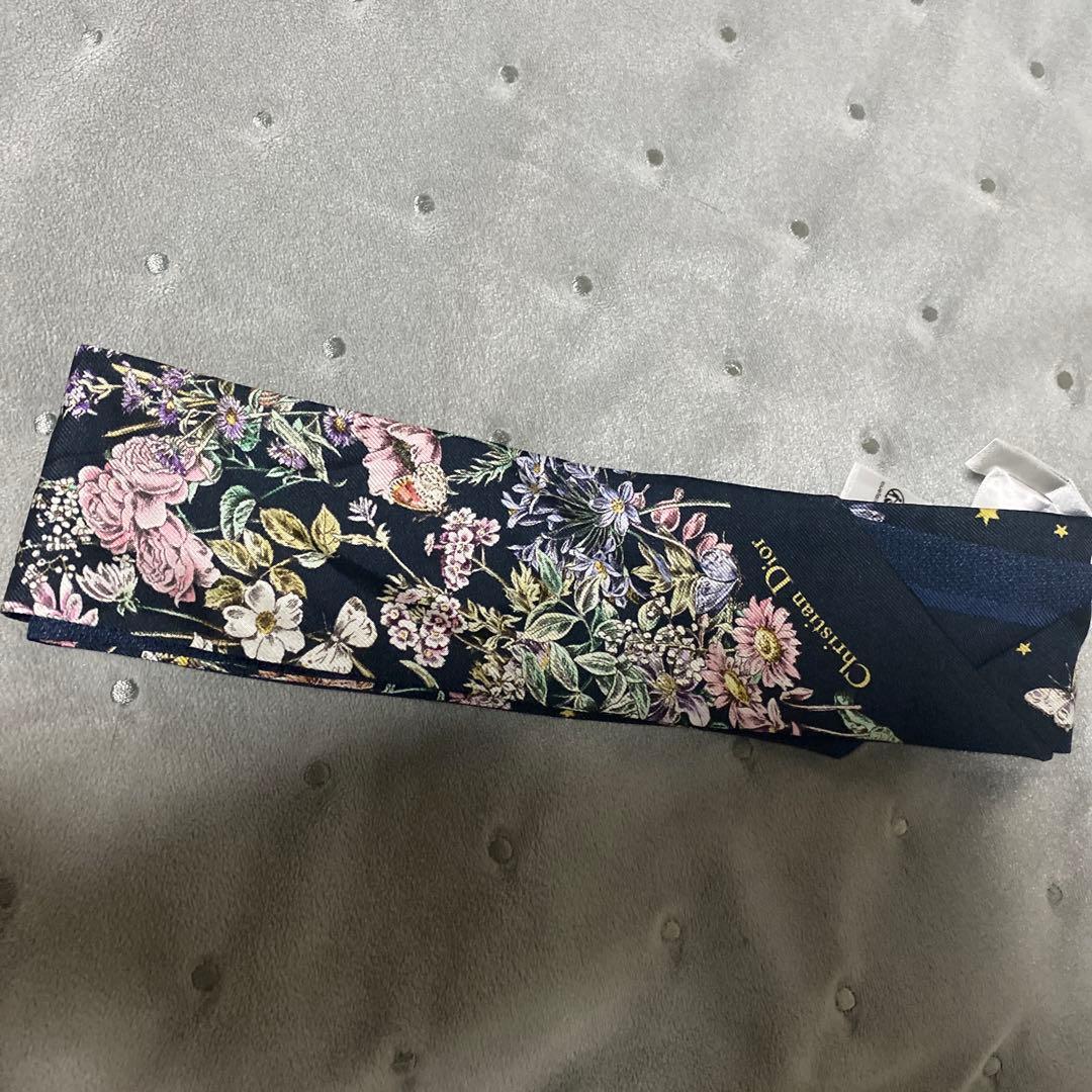 Christian Dior 花柄スカーフ ネイビー