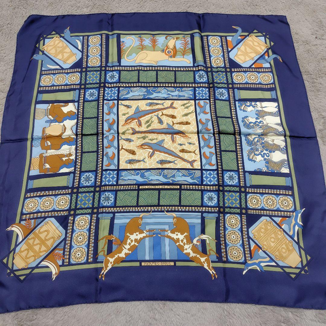 HERMES シルクスカーフ カレ90 海洋生物柄　美品♡